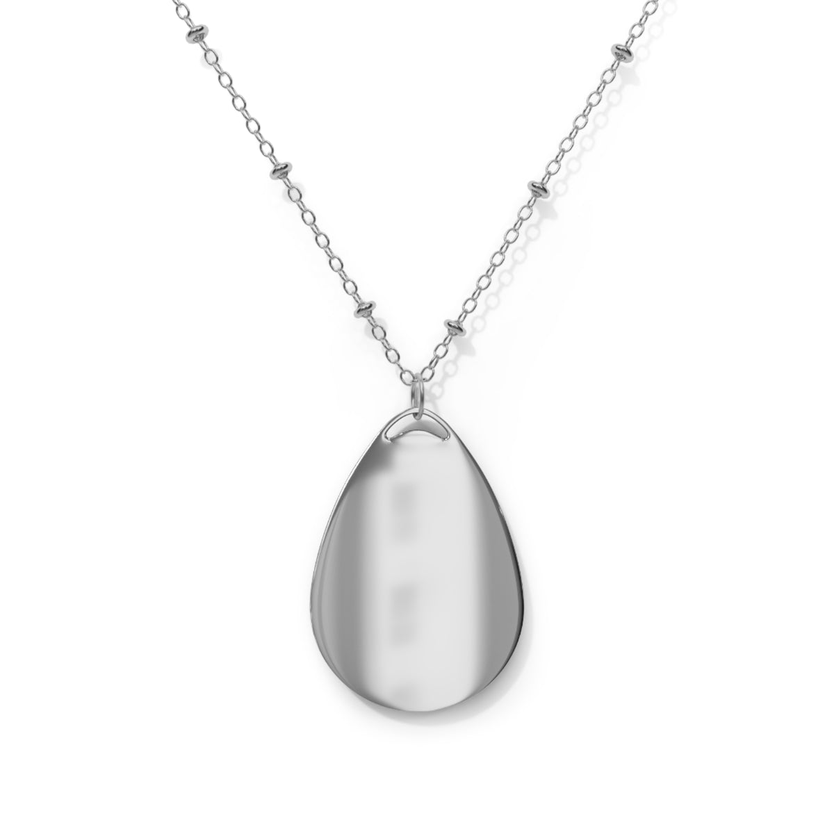 Beethoven Design 02 on Oval Necklace - Silver Teardrop