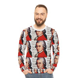 Mozart and Manuscript Design on Lightweight Sweatshirt | Music Lover's Gift