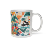 Tropical Piano Metallic Mug (Silver / Gold) 11 oz beautiful piano keyboard design