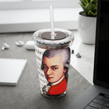 Mozart and Manuscript Design on Tumbler with Straw - 16oz, Perfect for Music Lovers