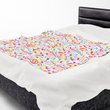 Music Notes Design 01 on Velveteen Plush Blanket for Music Lovers