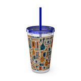 Sunsplash Musical Instruments Design 01 on Tumbler with Straw - 16oz, Perfect for Music Lovers