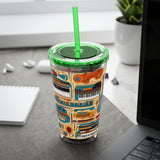 Sunsplash Musical Instruments Design 02 on Tumbler with Straw - 16oz, Perfect for Music Lovers