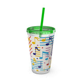 Music Notes Design 02 on Tumbler with Straw - 16oz, Perfect for Music Lovers