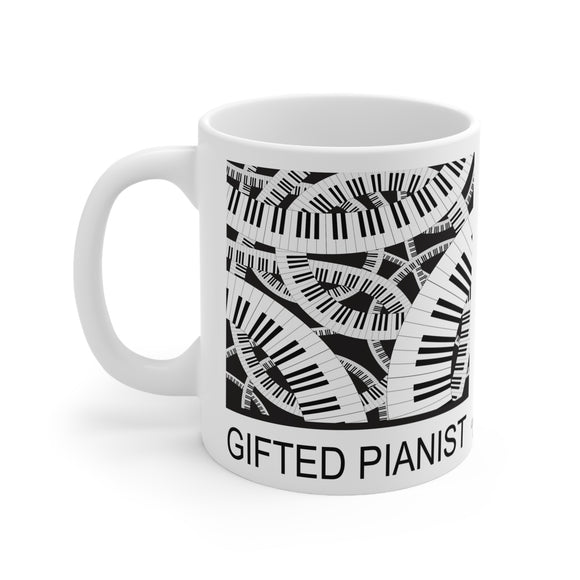 Gifted Pianist Mug 11oz - beautiful intricate music keyboard design