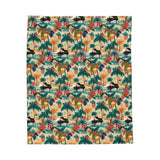 Tropical Piano Design on Velveteen Plush Blanket for Music Lovers