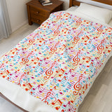 Music Notes Design 01 on Velveteen Plush Blanket for Music Lovers