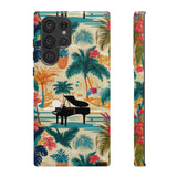 Tropical Piano Samsung Galaxy Phone Case - Floral Design for Music Lovers