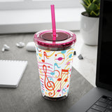Music Notes Design 01 on Tumbler with Straw - 16oz, Perfect for Music Lovers
