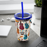 Sunsplash Musical Instruments Design 03 on Tumbler with Straw - 16oz, Perfect for Music Lovers