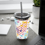 Music Notes Design 02 on Tumbler with Straw - 16oz, Perfect for Music Lovers