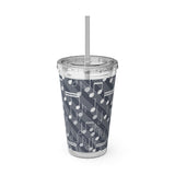 Music Notes Design 03 on Tumbler with Straw - 16oz, Perfect for Music Lovers