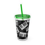 Piano Keys Design 03 on Tumbler with Straw - 16oz, Perfect for Music Lovers