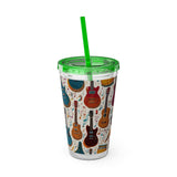 Sunsplash Musical Instruments Design 03 on Tumbler with Straw - 16oz, Perfect for Music Lovers