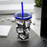 Piano Keys Design 03 on Tumbler with Straw - 16oz, Perfect for Music Lovers