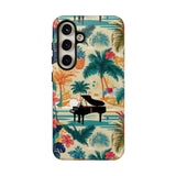 Tropical Piano Samsung Galaxy Phone Case - Floral Design for Music Lovers