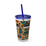 Sunsplash Musical Instruments Design 02 on Tumbler with Straw - 16oz, Perfect for Music Lovers