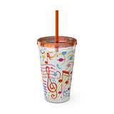 Music Notes Design 01 on Tumbler with Straw - 16oz, Perfect for Music Lovers