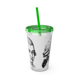 Mozart Sketch Design on Tumbler with Straw - 16oz, Perfect for Music Lovers