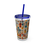 Sunsplash Musical Instruments Design 01 on Tumbler with Straw - 16oz, Perfect for Music Lovers