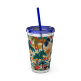 Sunsplash Tropical Piano Design 01 on Tumbler with Straw - 16oz, Perfect for Music Lovers