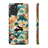 Tropical Piano Samsung Galaxy Phone Case - Floral Design for Music Lovers