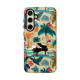 Tropical Piano Samsung Galaxy Phone Case - Floral Design for Music Lovers