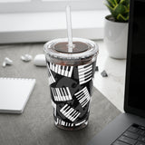 Piano Keys Design 03 on Tumbler with Straw - 16oz, Perfect for Music Lovers