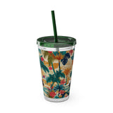 Sunsplash Tropical Piano Design 01 on Tumbler with Straw - 16oz, Perfect for Music Lovers