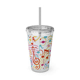 Music Notes Design 01 on Tumbler with Straw - 16oz, Perfect for Music Lovers