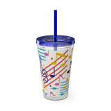 Music Notes Design 02 on Tumbler with Straw - 16oz, Perfect for Music Lovers