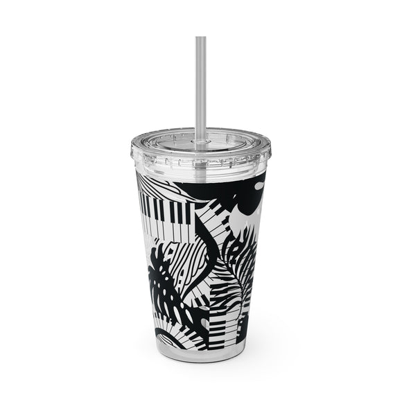 Piano Keys Design 02 on Tumbler with Straw - 16oz, Perfect for Music Lovers