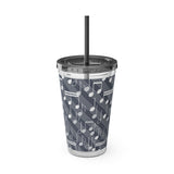Music Notes Design 03 on Tumbler with Straw - 16oz, Perfect for Music Lovers