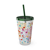 Music Notes Design 01 on Tumbler with Straw - 16oz, Perfect for Music Lovers