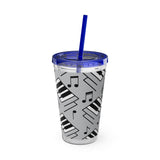 Piano Keys Design 04 on Tumbler with Straw - 16oz, Perfect for Music Lovers