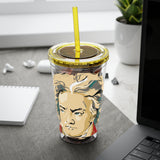 Beethoven Design 02 on Tumbler with Straw - 16oz, Perfect for Music Lovers
