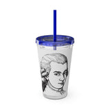 Mozart Sketch Design on Tumbler with Straw - 16oz, Perfect for Music Lovers