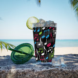 Music Notes Design 04 on Tumbler with Straw - 16oz, Perfect for Music Lovers