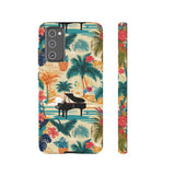 Tropical Piano Samsung Galaxy Phone Case - Floral Design for Music Lovers