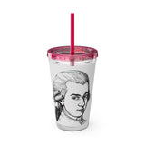 Mozart Sketch Design on Tumbler with Straw - 16oz, Perfect for Music Lovers