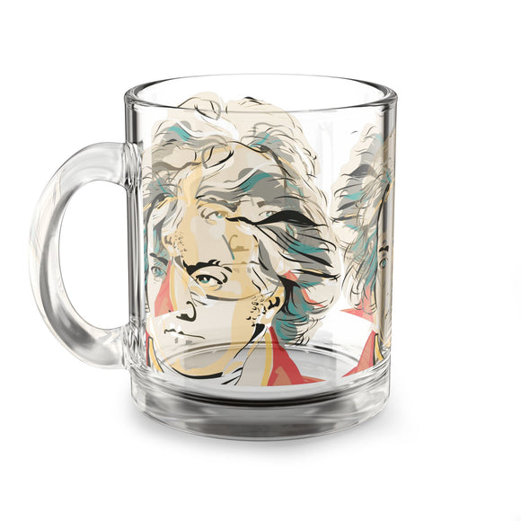 Beethoven Design 03 on Glass Mug - 10oz Coffee Cup for Music Lovers