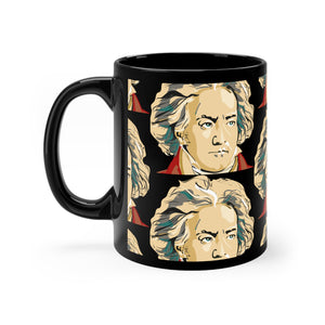 Beethoven Pattern 3 on Black mug 11oz