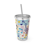 Music Notes Design 02 on Tumbler with Straw - 16oz, Perfect for Music Lovers