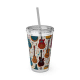 Sunsplash Musical Instruments Design 03 on Tumbler with Straw - 16oz, Perfect for Music Lovers