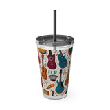 Sunsplash Musical Instruments Design 03 on Tumbler with Straw - 16oz, Perfect for Music Lovers