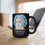 Beethoven 1770-2020 Image on Black Mug 15oz