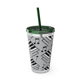 Piano Keys Design 04 on Tumbler with Straw - 16oz, Perfect for Music Lovers