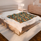 Tropical Piano Design on Velveteen Plush Blanket for Music Lovers