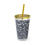 Music Notes Design 03 on Tumbler with Straw - 16oz, Perfect for Music Lovers