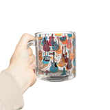 Musical Instruments Design 03 on Glass Mug - 10oz Coffee Cup for Music Lovers